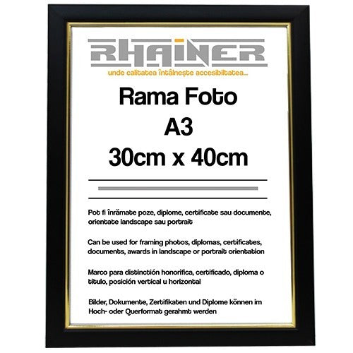 Rama foto Madrid negru+auriu A3