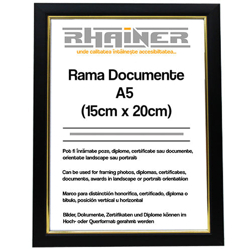 Rama foto Madrid negru+auriu A5