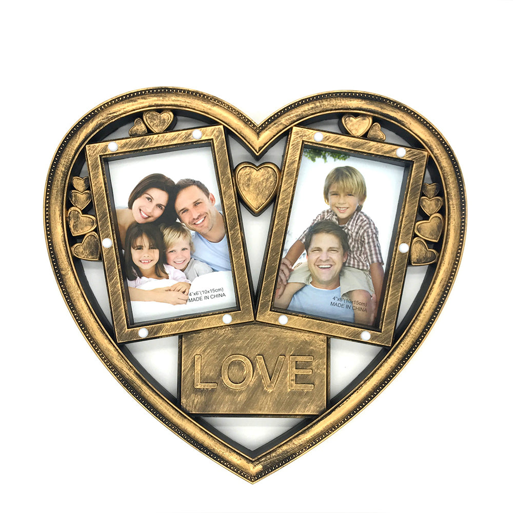 Rama foto colaj cu lumini HEART 2 poze