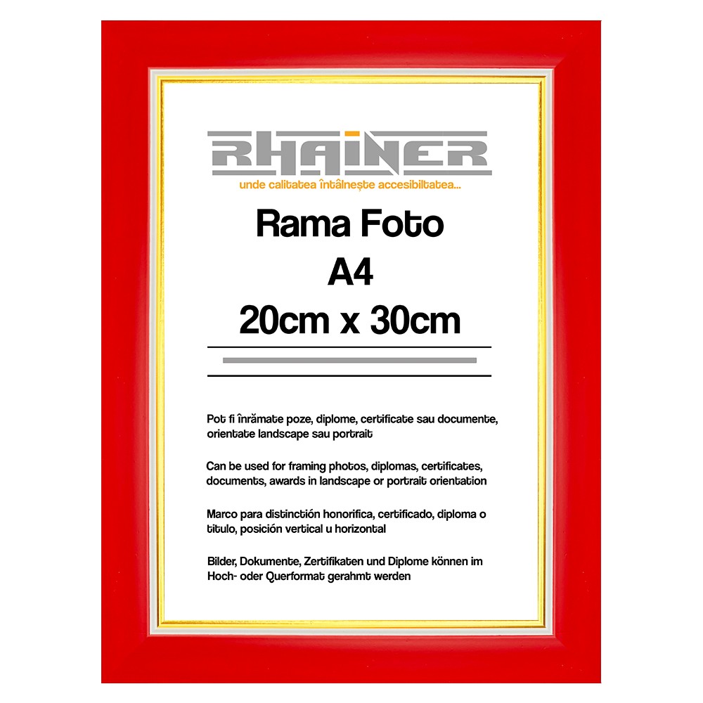 Rama foto Madrid rosu+auriu A4