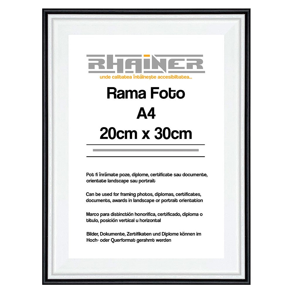 Rama foto Barcelona alb+negru A4