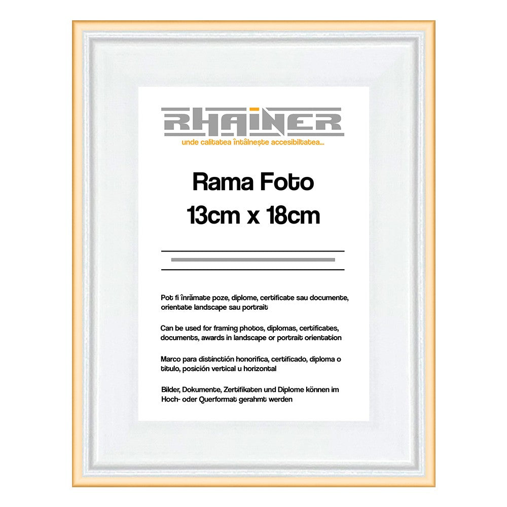 Rama foto Barcelona alb+auriu 13x18