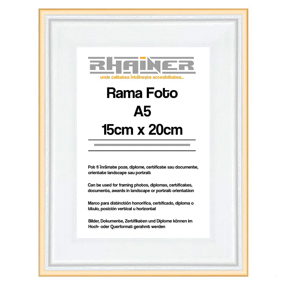 Rama foto Barcelona alb+auriu A5