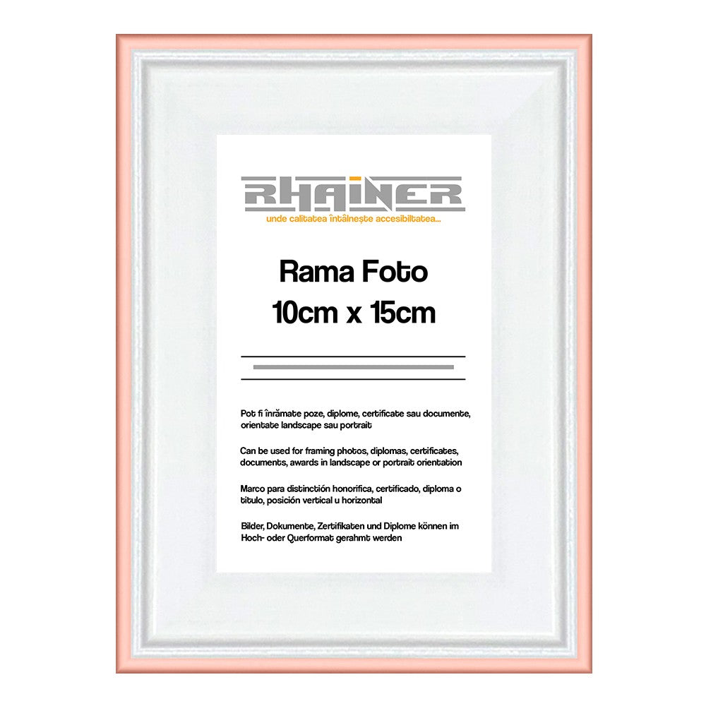 Rama foto Barcelona alb+auriu rose 10x15