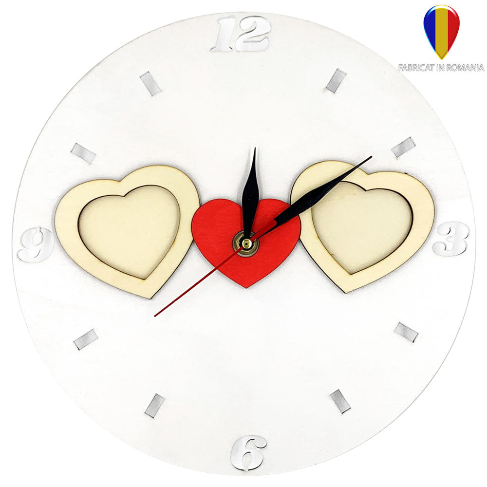 Rama foto lemn - ceas ROTUND 2 poze