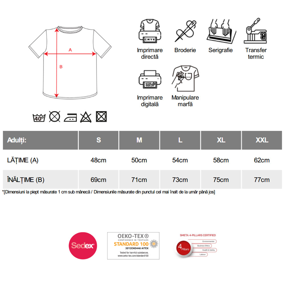 Tricou bumbac gri Roly ATOMIC 150