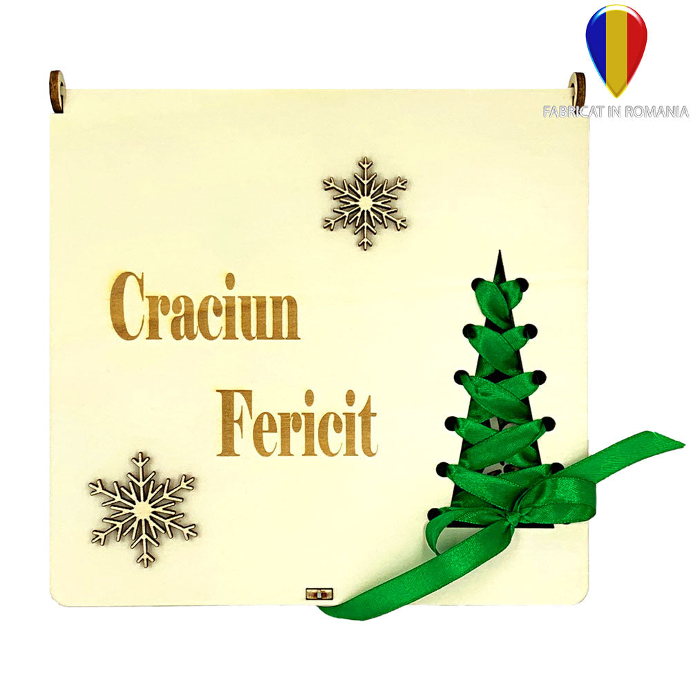 Cutie cu ornamente de craciun lemn