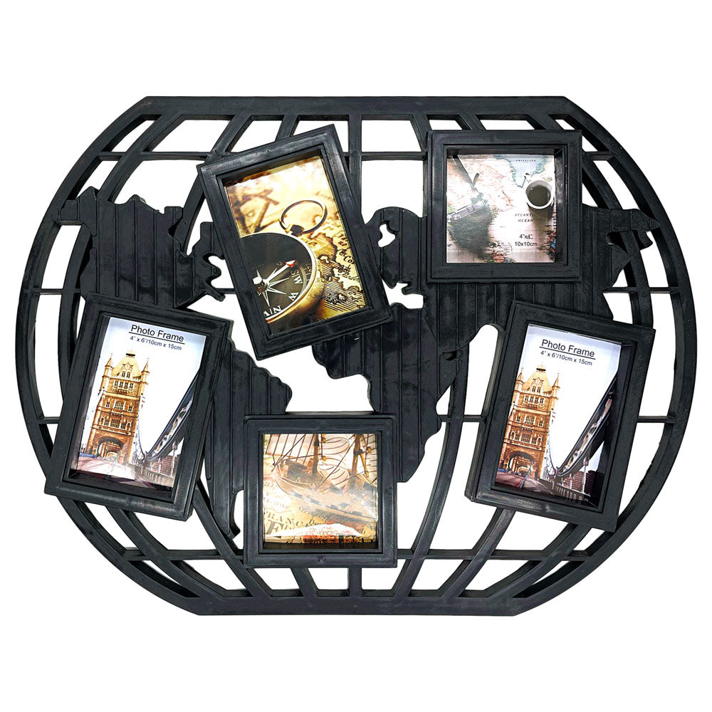 Rama foto colaj negru Harta Lumii 5 poze