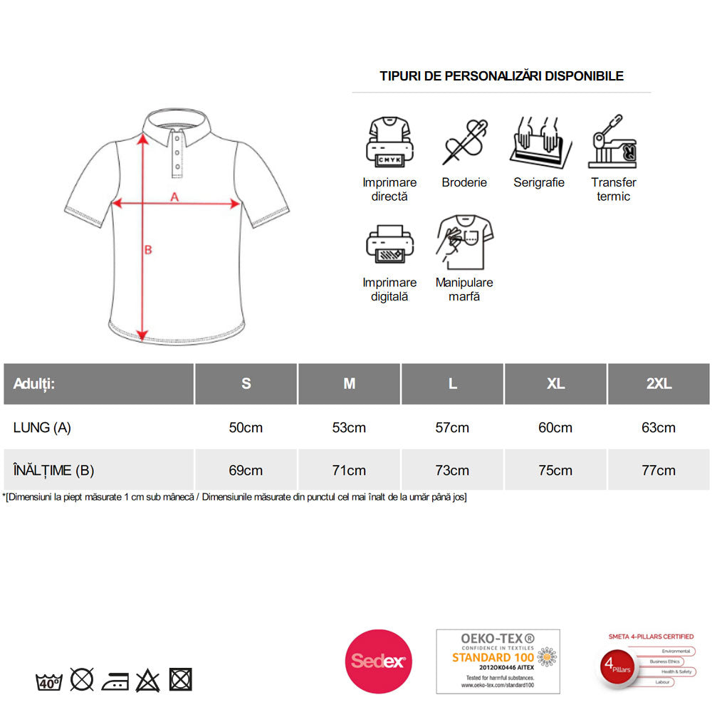 Tricou polo bumbac 100% Roly AUSTRAL alb