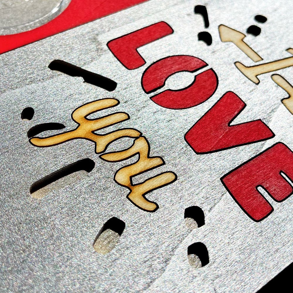 Rama foto lemn argintie 4 poze LOVE