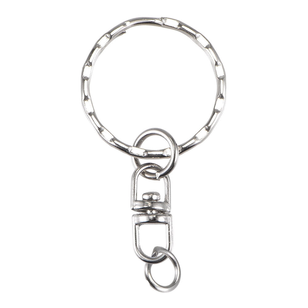 Set 25 inele de breloc rotative argintii