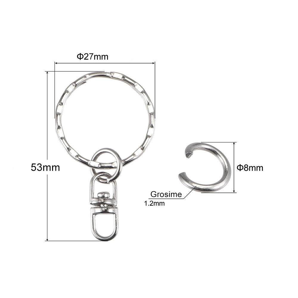 Set 25 inele de breloc rotative argintii