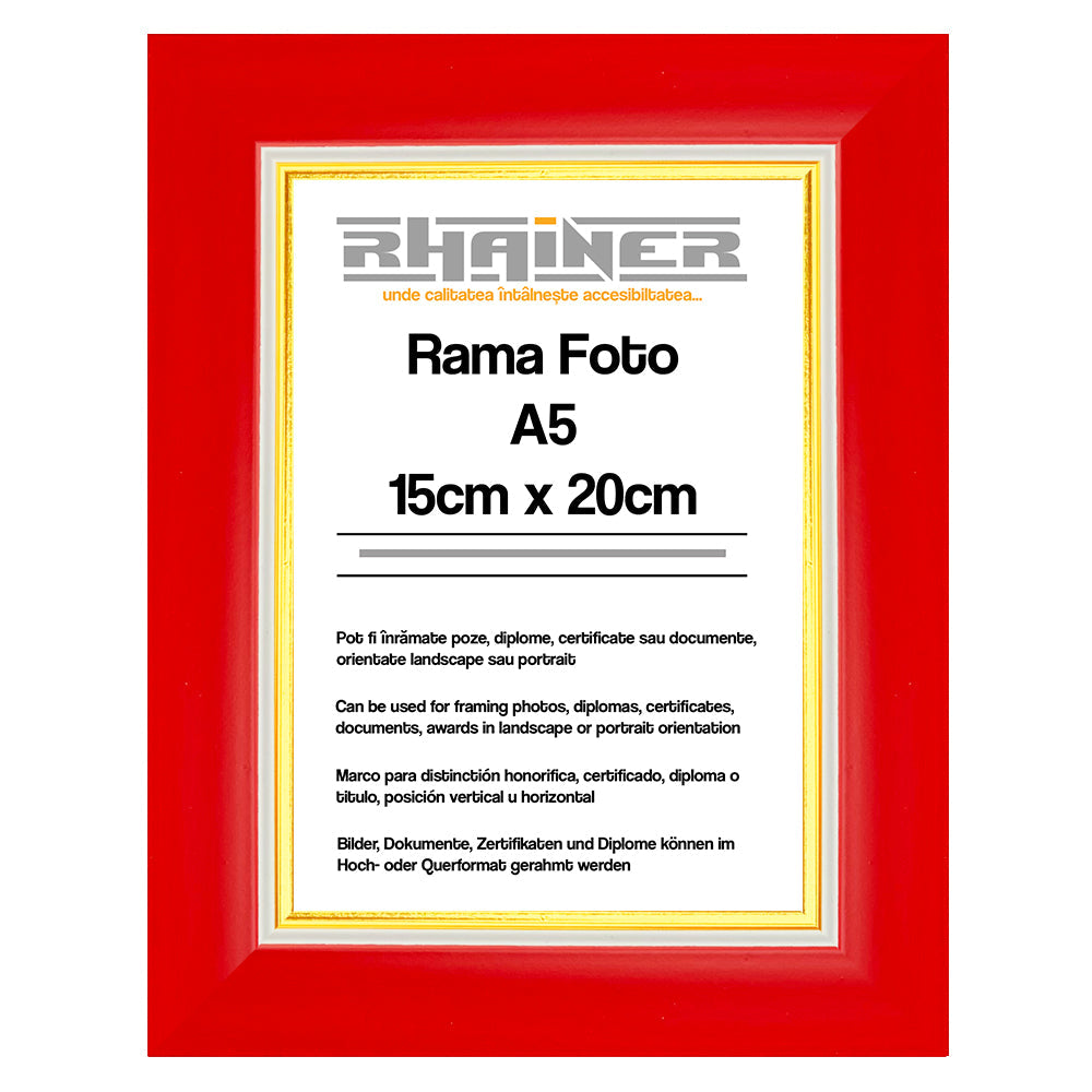 Rama foto Madrid rosu+auriu A5