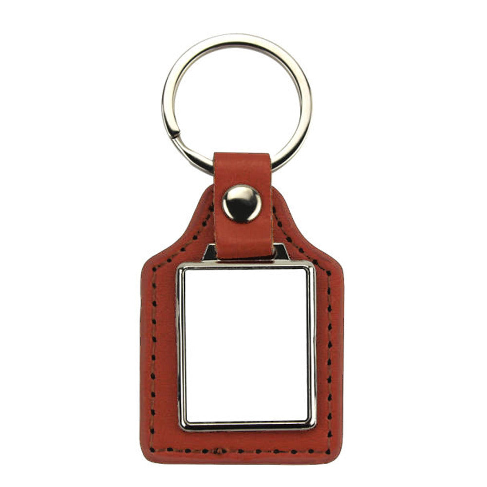 Breloc piele cu pandantiv metalic sublimabil - dreptunghi
