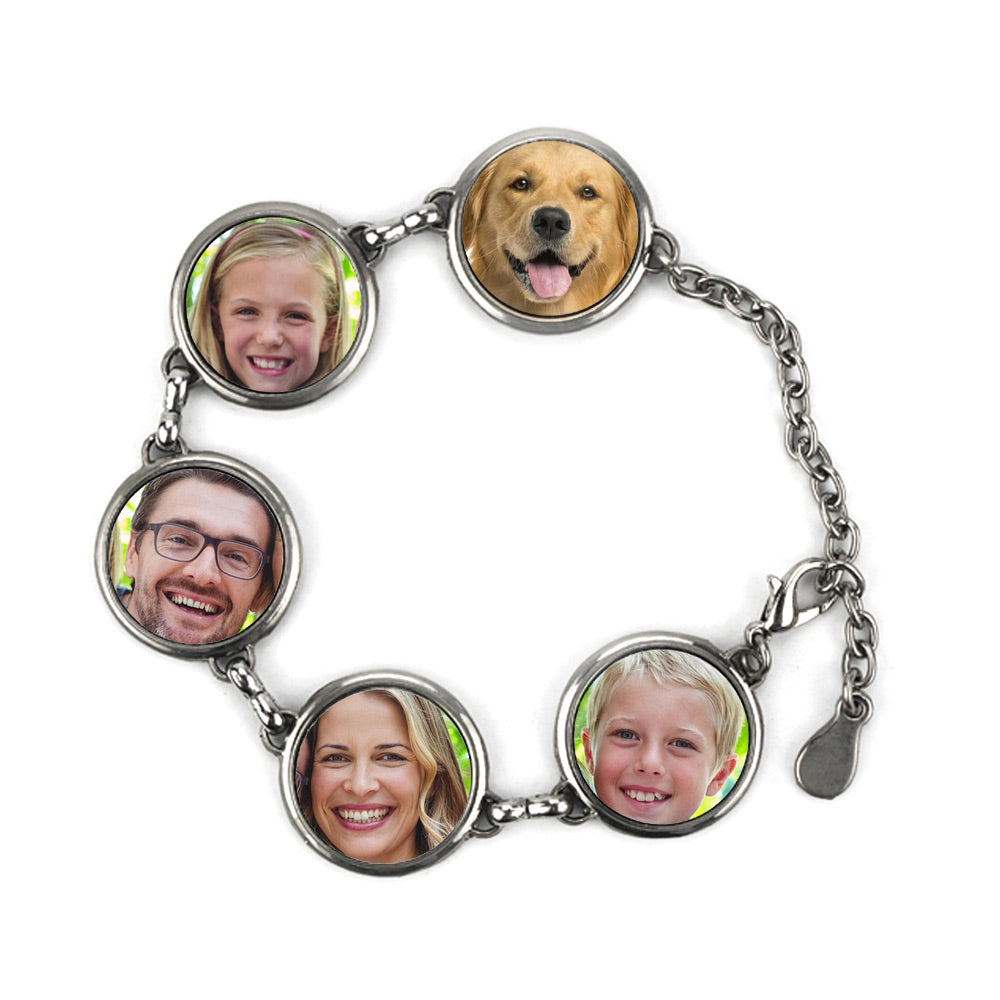 Bratara metalica cu 5 pandantive sublimabile - rotunde