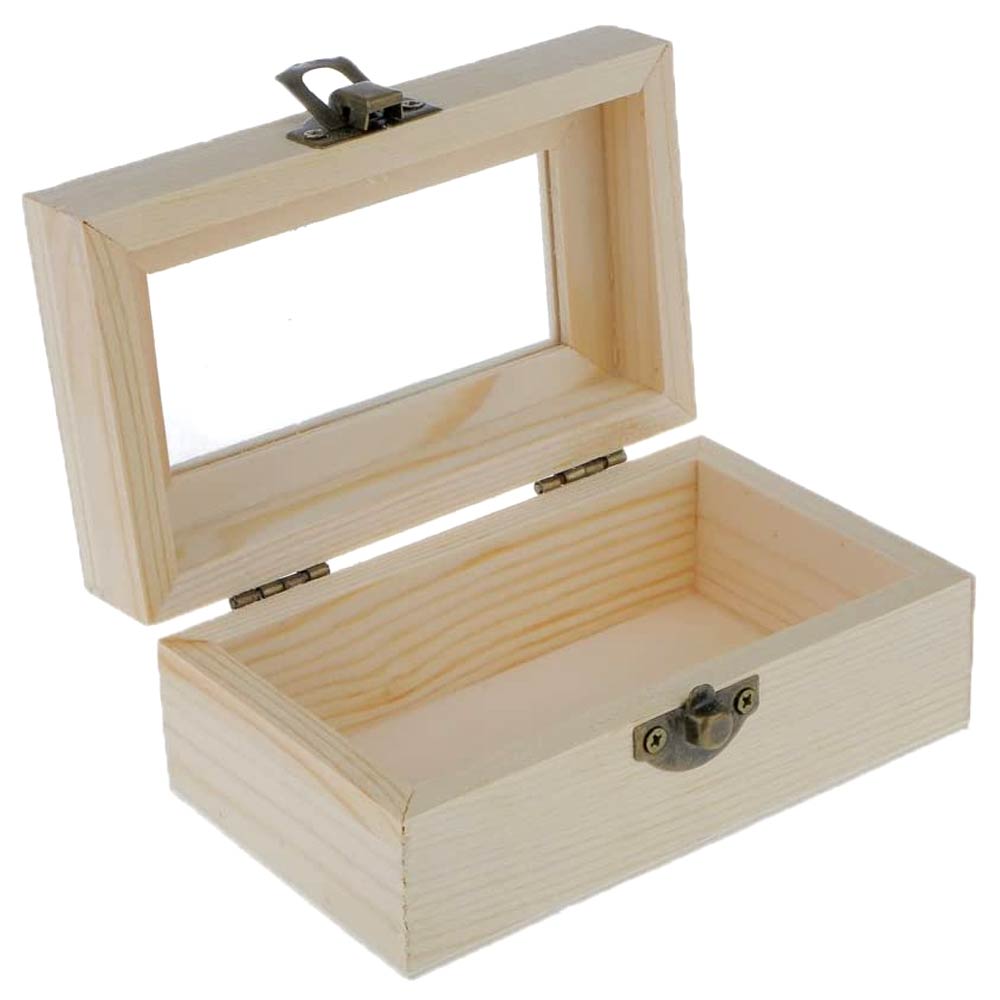 Cutie lemn dreptunghiulara MARE 12x7x5 cu fereastra de sticla