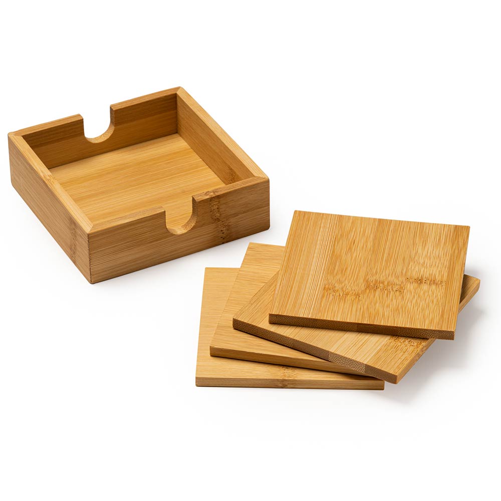 Set de 4 suporti de pahar din bambus