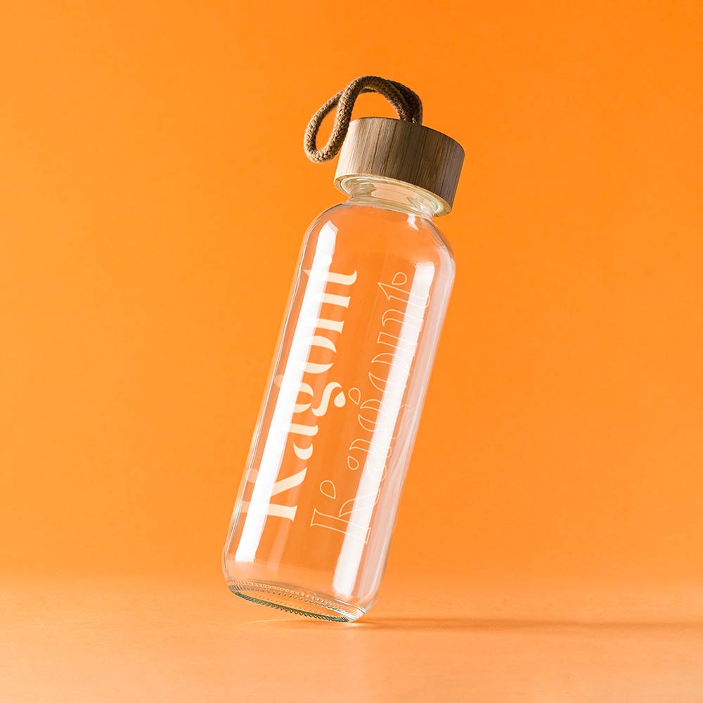 Bidon din sticla cu capac de lemn TRILBY