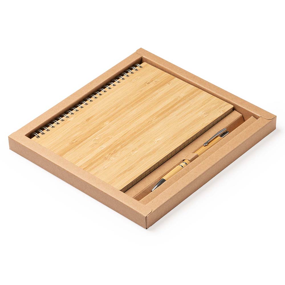 Set premium caiet si pix din bambus