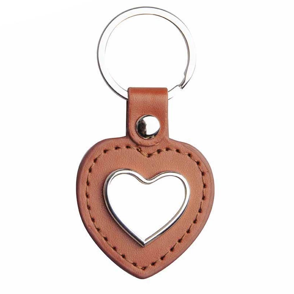 Breloc piele cu pandantiv metalic sublimabil - inima