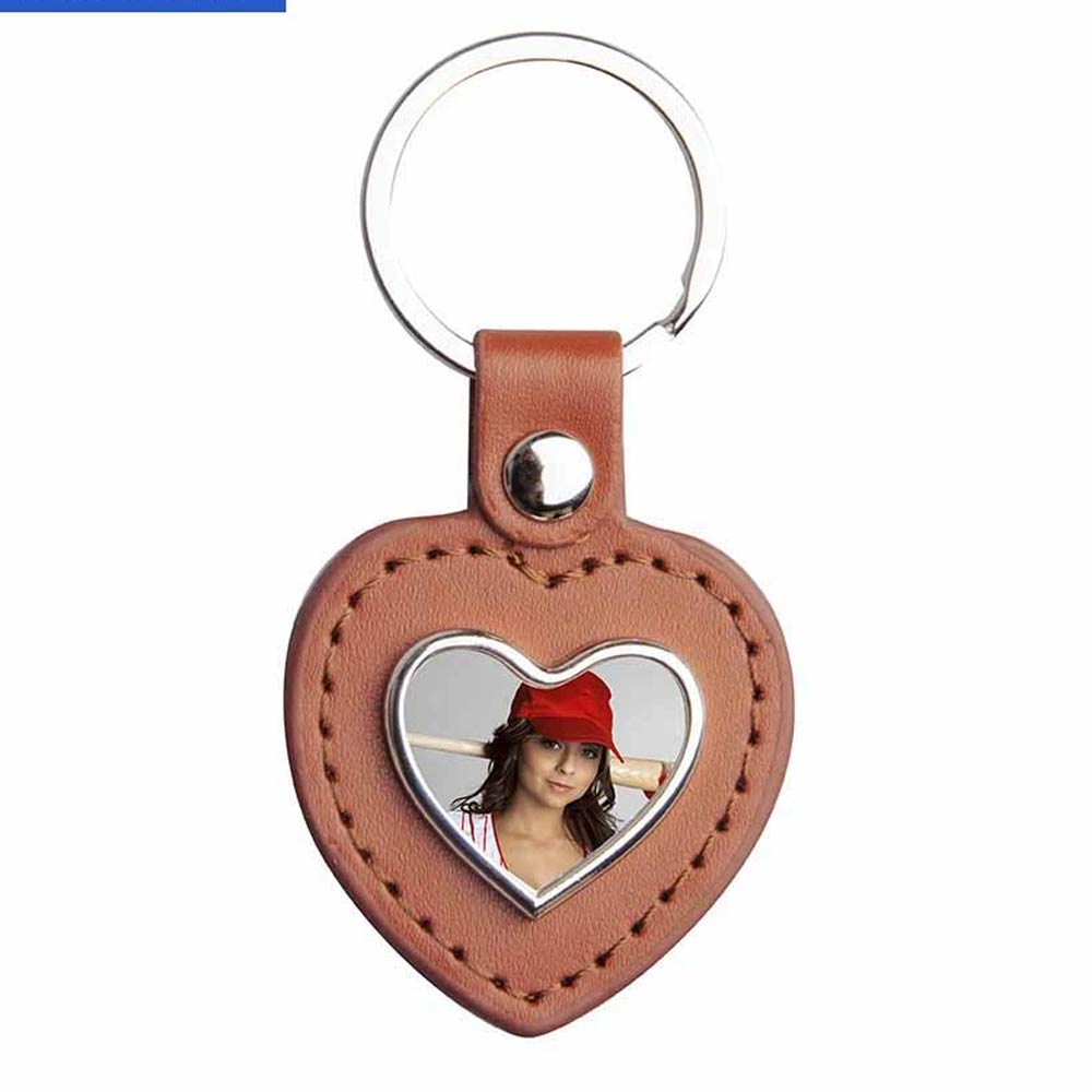 Breloc piele cu pandantiv metalic sublimabil - inima