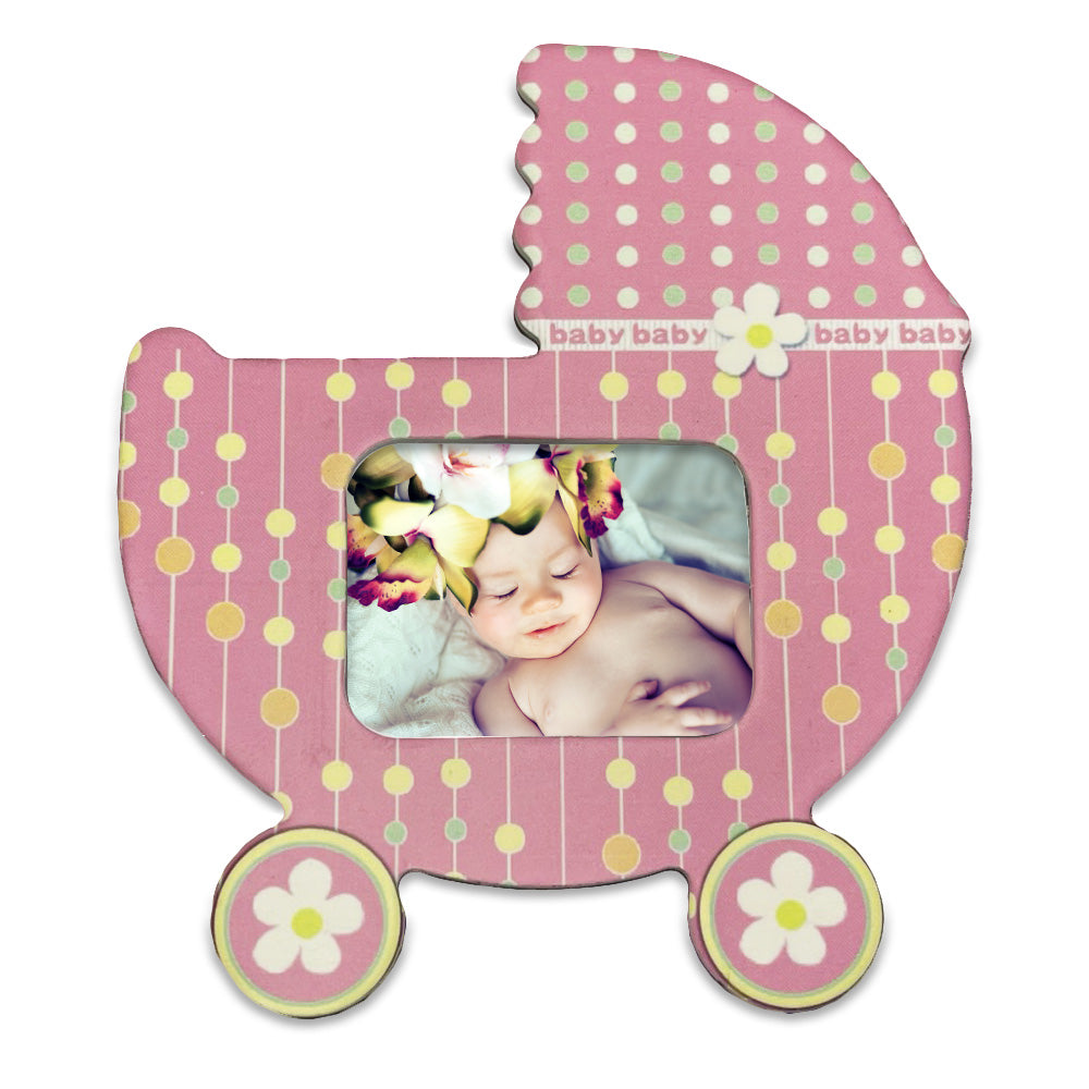 Magnet carucior bebe roz insertie foto