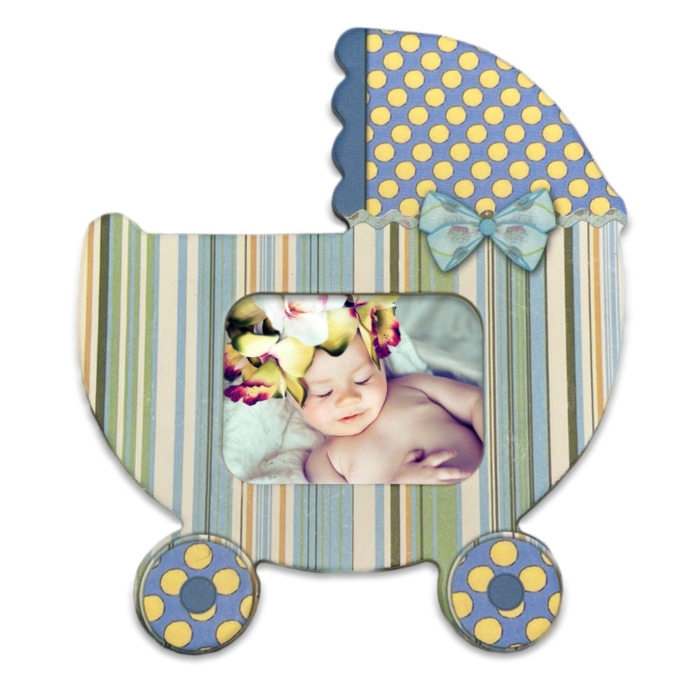 Magnet carucior bebe bleu