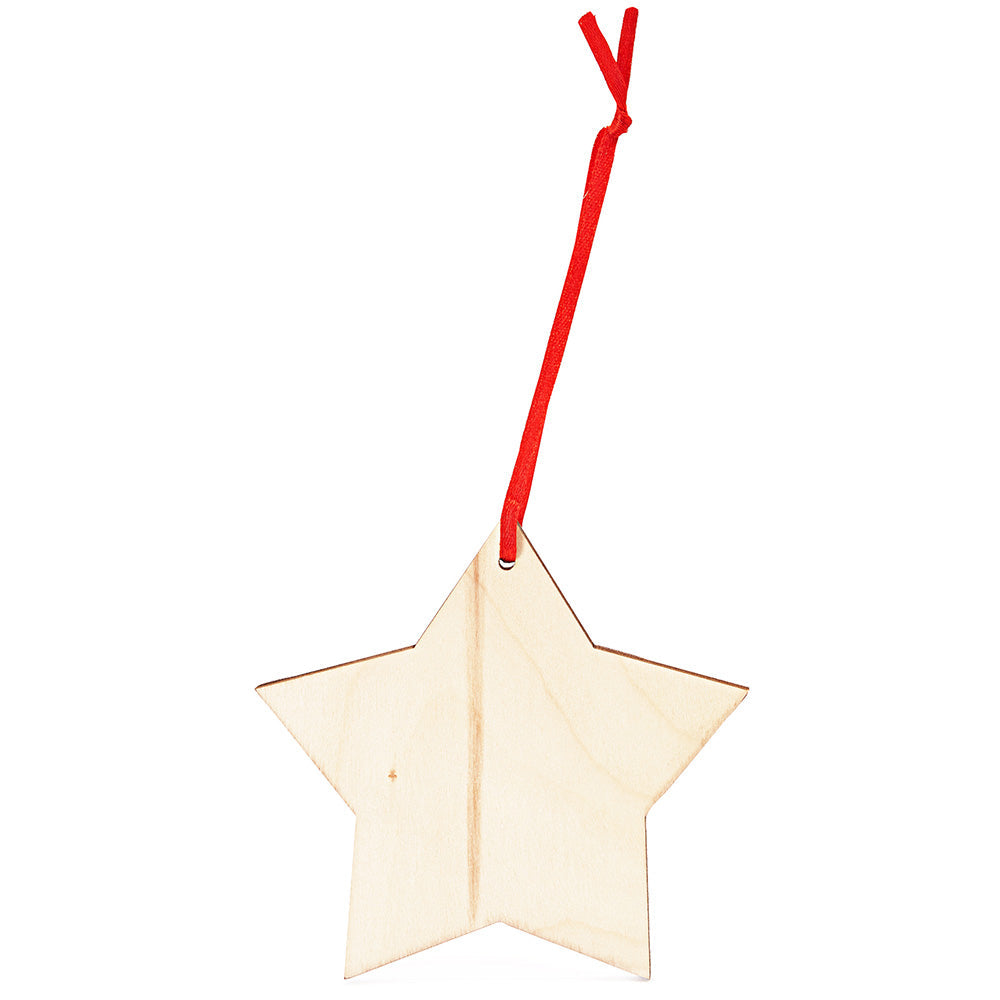 Ornament stea din lemn - snur rosu