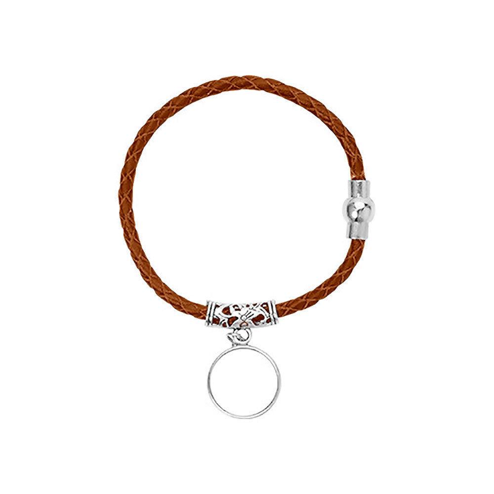 Bratara de piele cu pandantiv sublimabil - maro