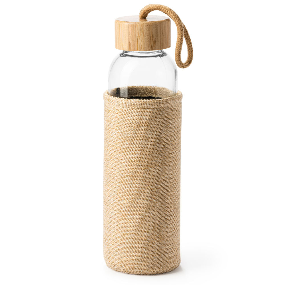 Bidon din sticla cu capac de lemn TRILBY + husa iuta