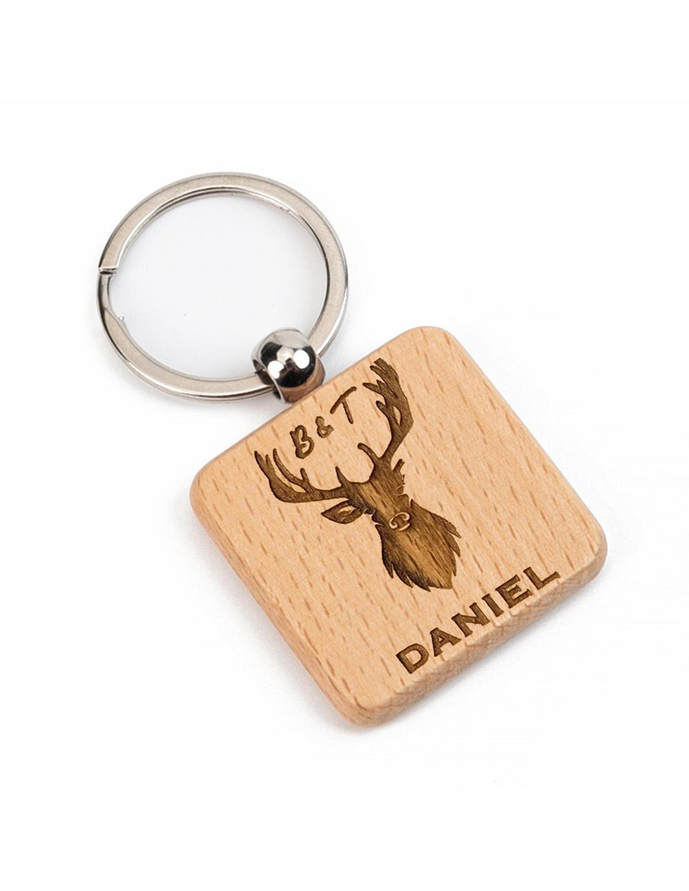 Breloc din lemn dreptunghi patrat