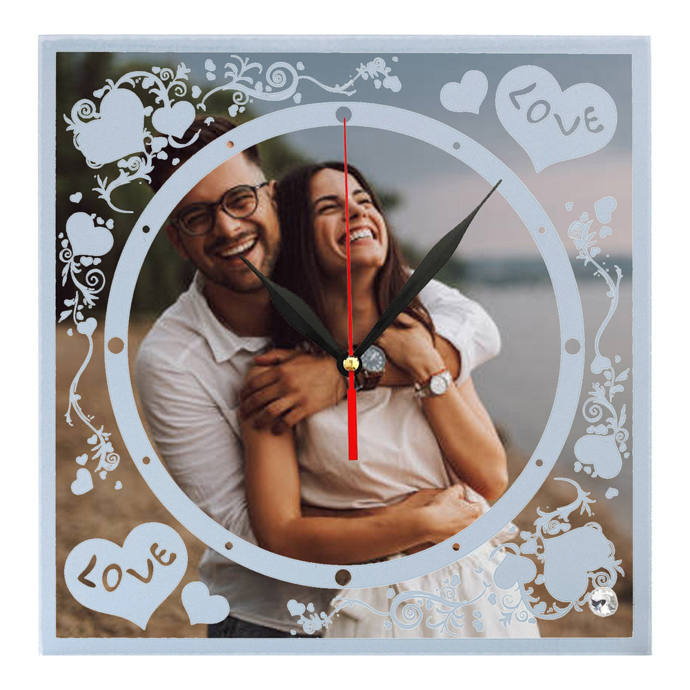 Ceas sticla sublimare LOVE 20x20