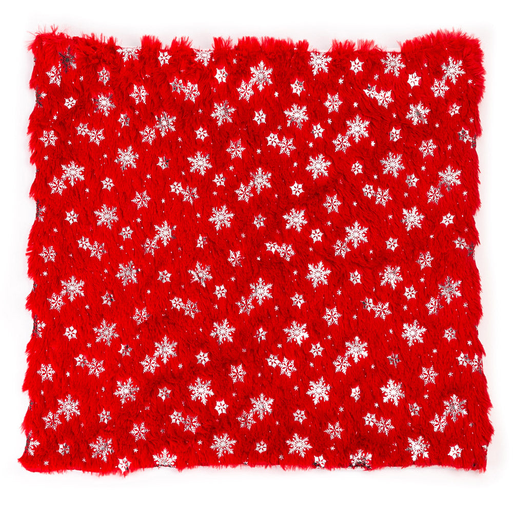 Husa perna Craciun fulgi rosu 40x40