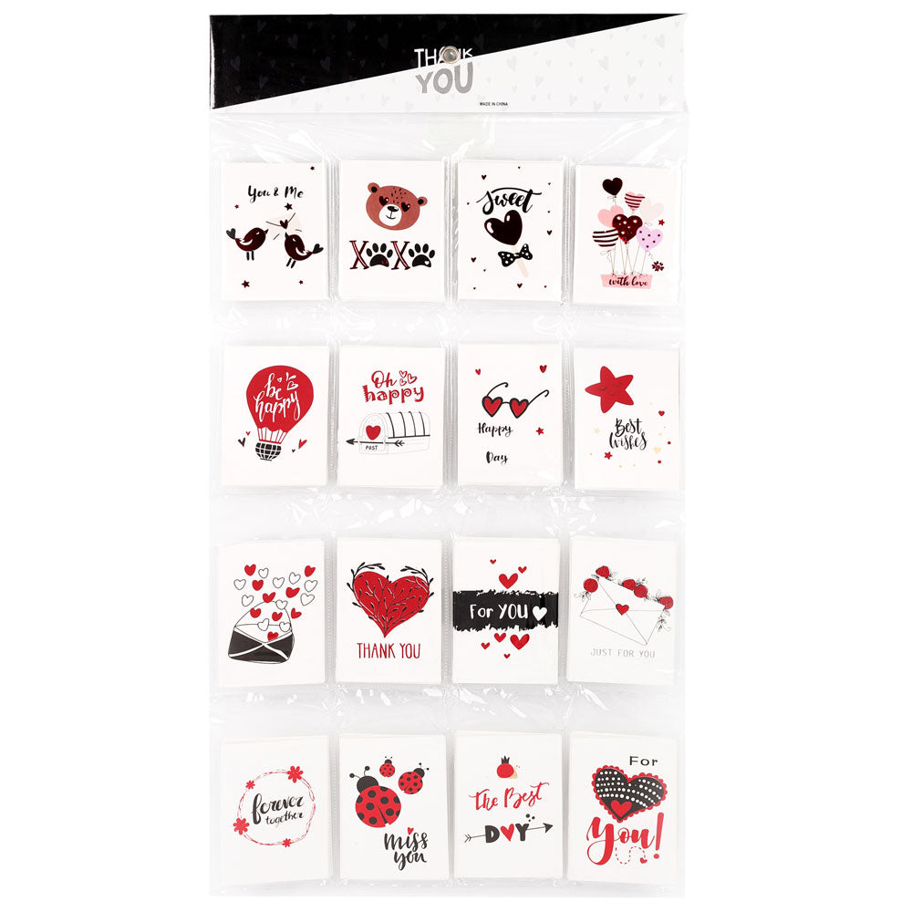 Mini felicitari 9x6 modele LOVE1 - set 128 buc