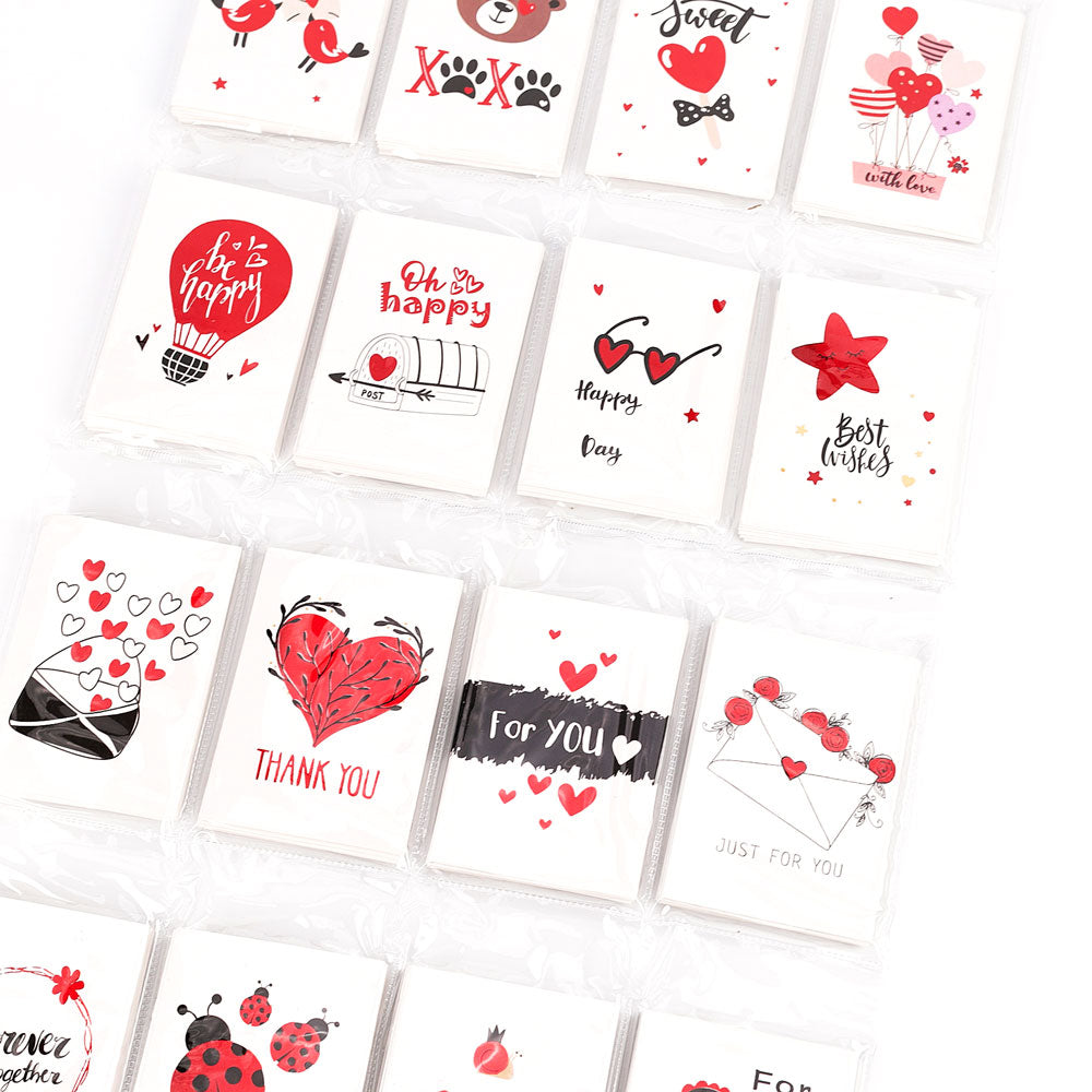 Mini felicitari 9x6 modele LOVE1 - set 128 buc