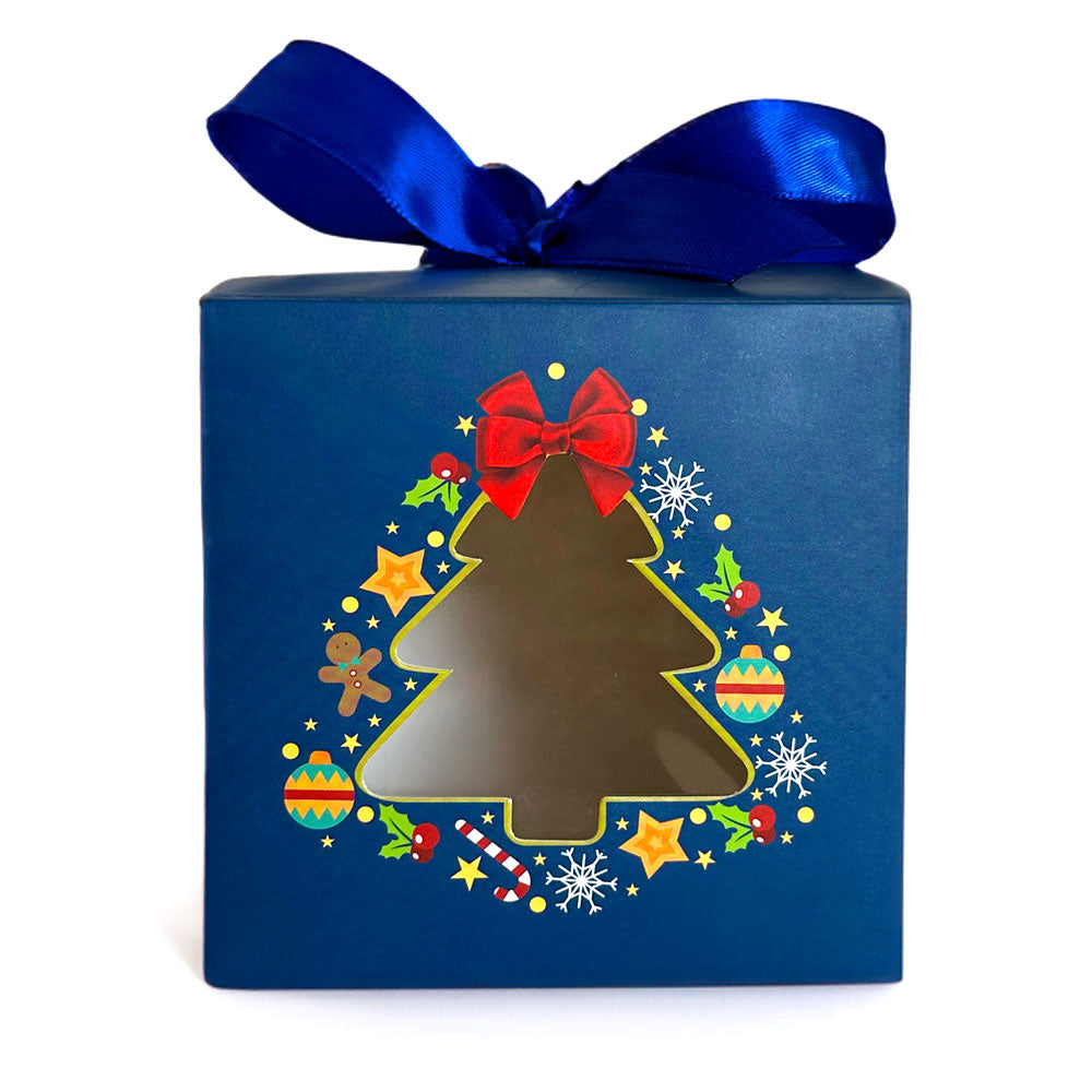 Cutie cani Craciun cu funda albastra