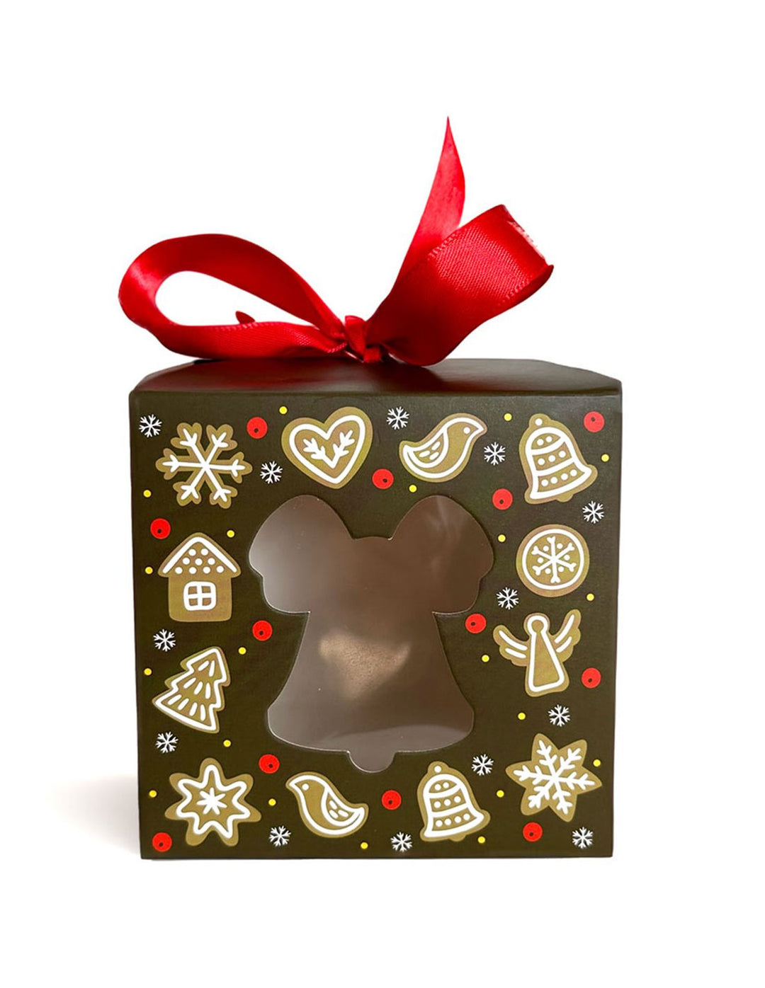 Cutie cani Craciun cu funda maro inchis