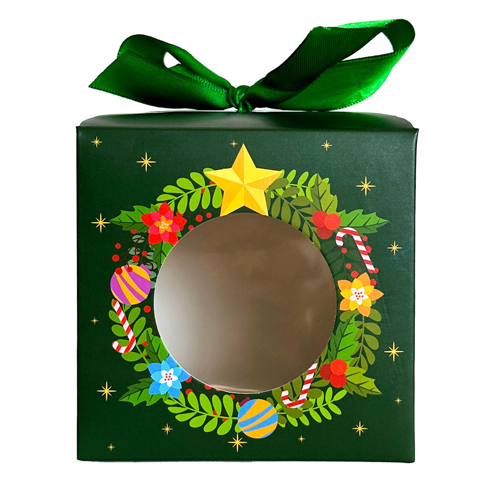 Cutie cani Craciun cu funda verde