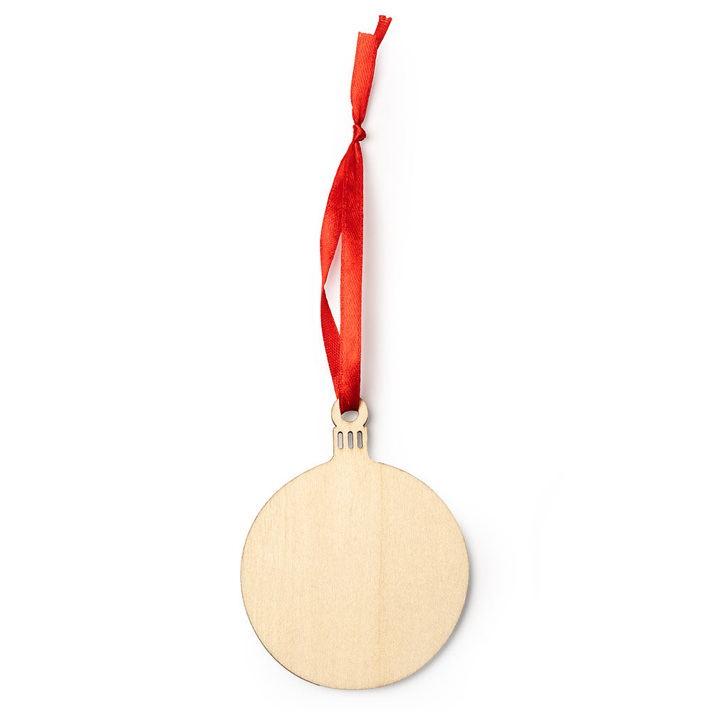 Ornament de brad din lemn cu snur rosu GLOB