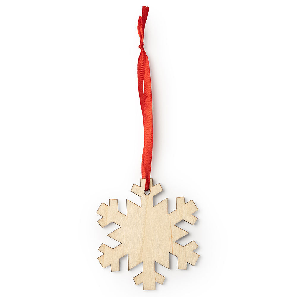 Ornament de brad din lemn cu snur rosu FULG