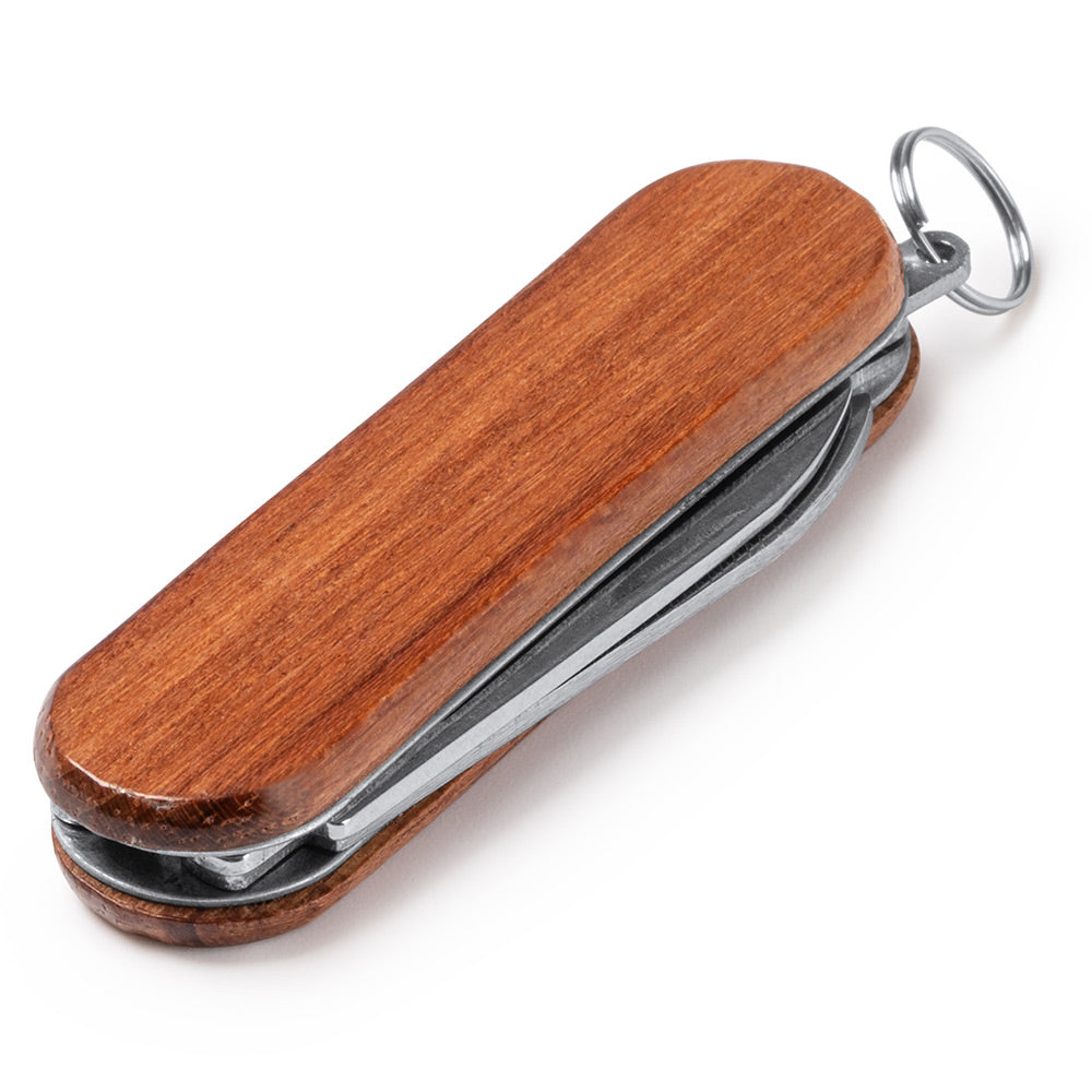 Mini briceag multifunctional cu maner de lemn