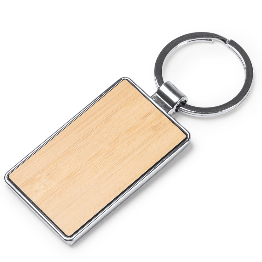 Breloc gravabil dreptunghi lemn+metal