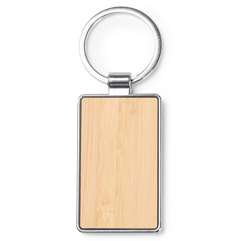 Breloc gravabil dreptunghi lemn+metal