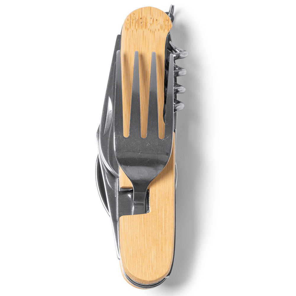 Briceag multifunctional cu maner de lemn