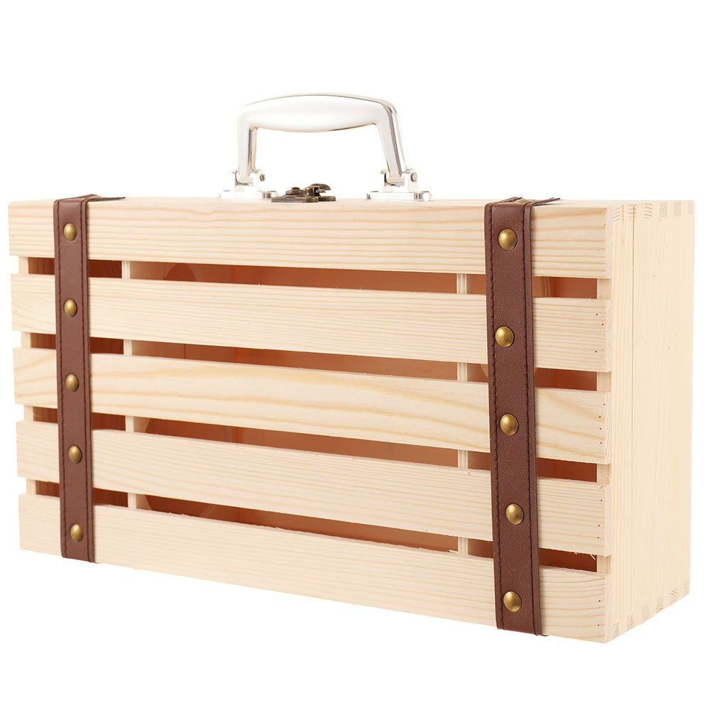 Cutie lemn tip cufar pentru 2 sticle de vin