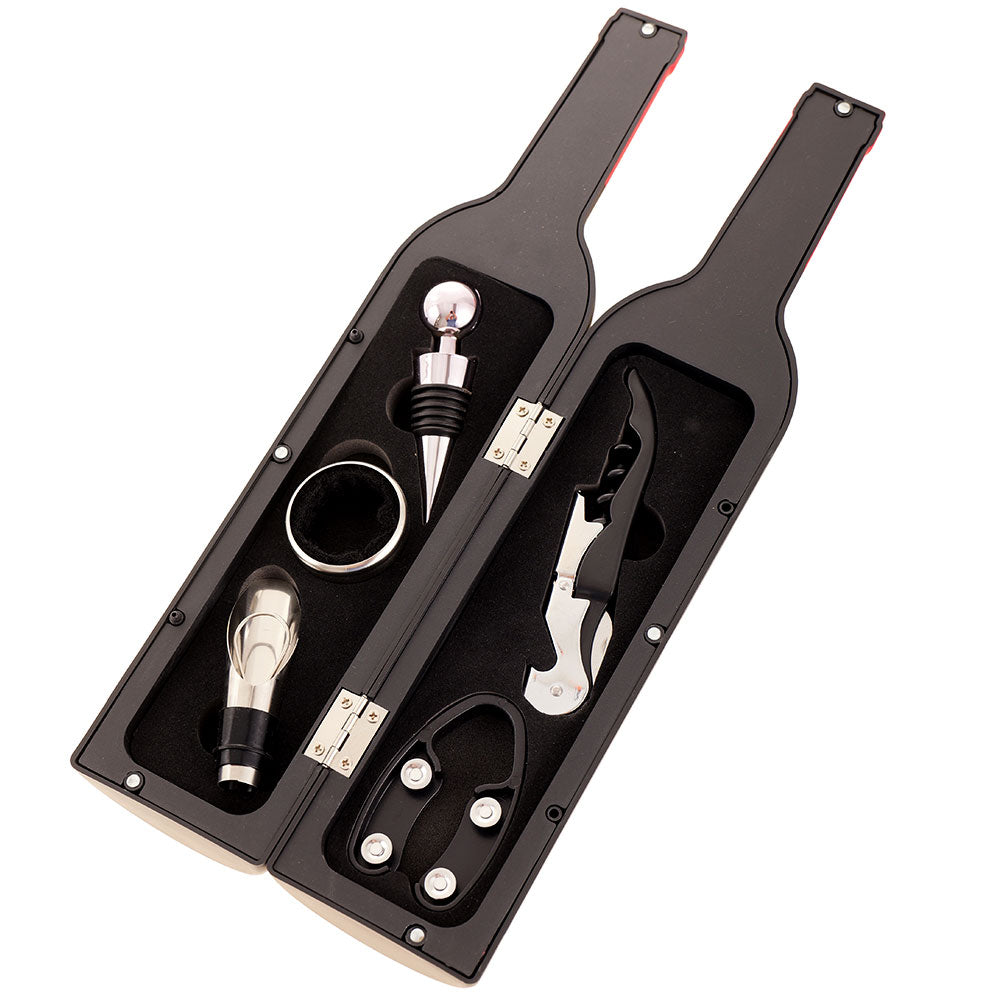 Set 5 accesorii vin in cutie in forma de sticla