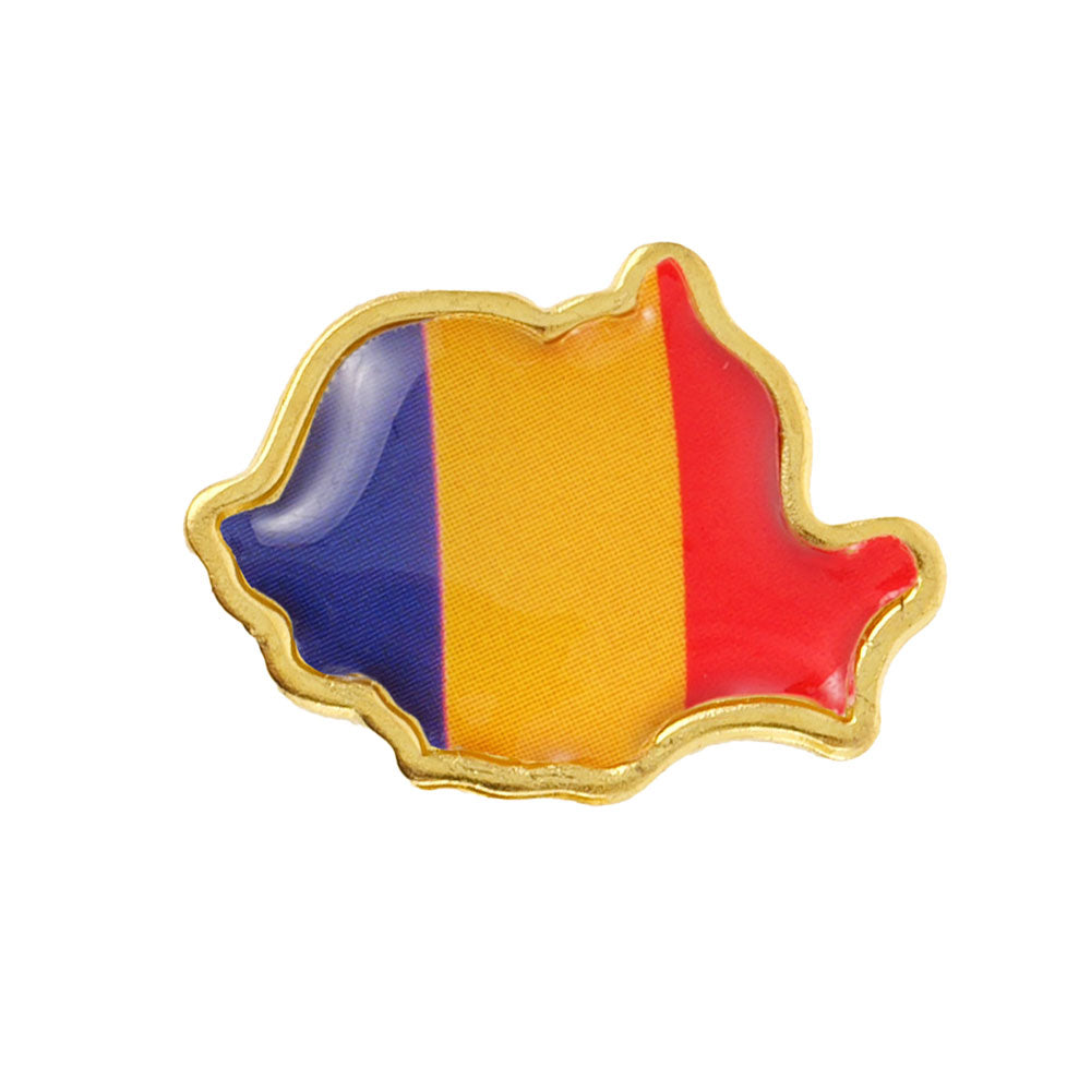 Pin metalic auriu tricolor ROMANIA