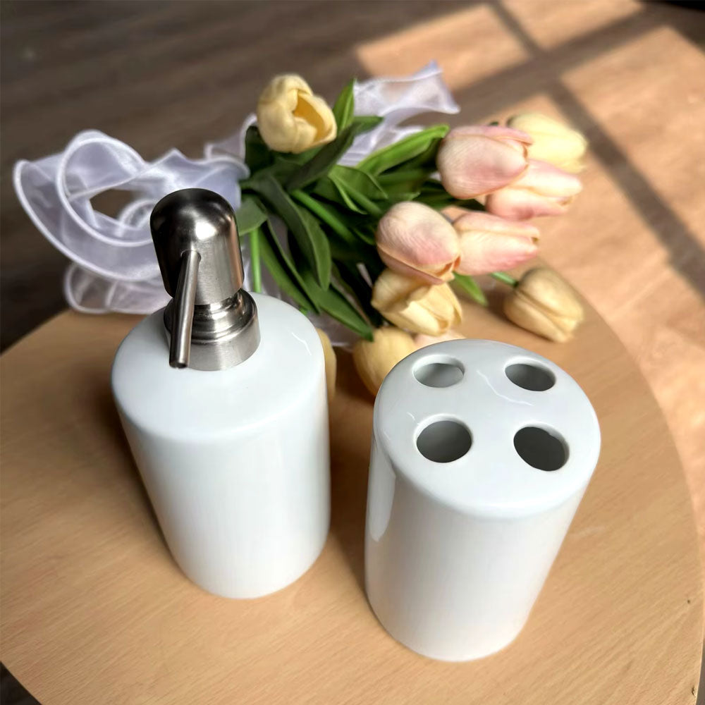 Set de baie dozator sapun + suport periute SUBLIMABILE