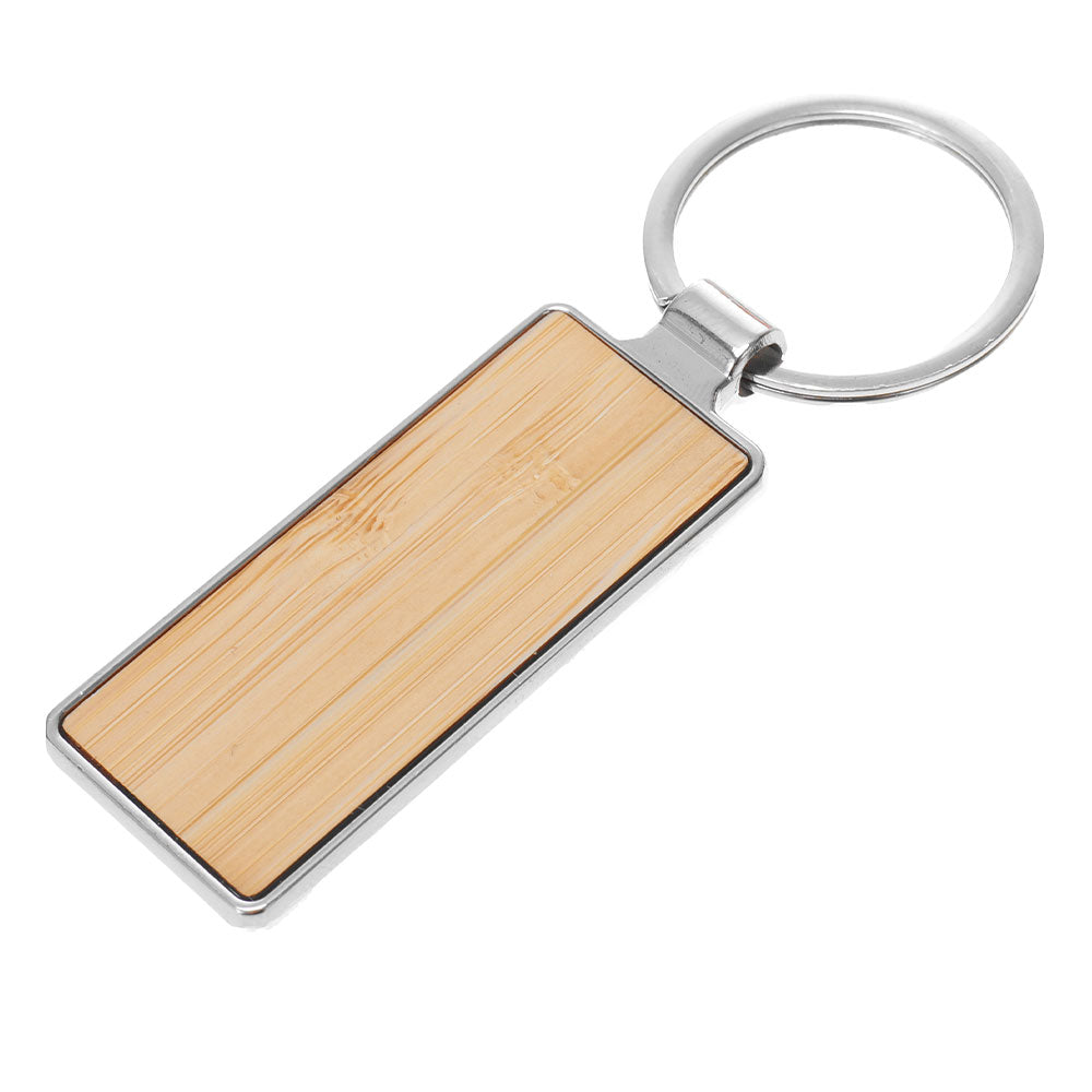 Breloc gravabil dreptunghi 5,5 x 2,5 lemn+metal
