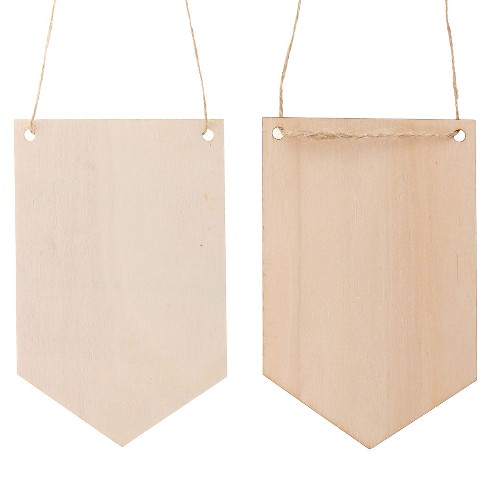 Fanion dreptunghi cu varf din lemn gravabil - set 2 buc